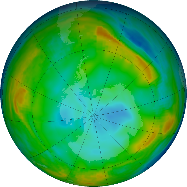Antarctic ozone map for 01 July 1980